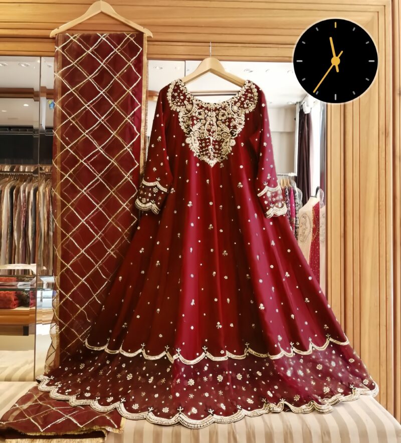 3 Pcs Women's Stitched Patch Work Maxi Suit