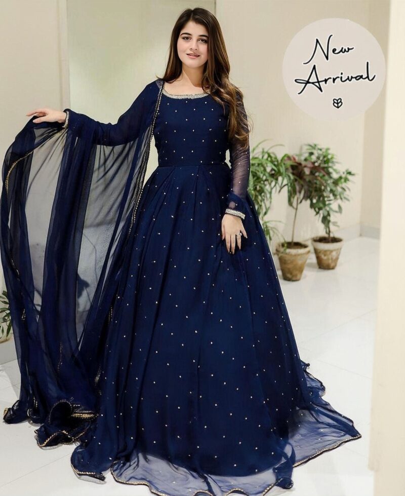 3 Pcs Women's Stitched Chiffon Embroidered Maxi Suit